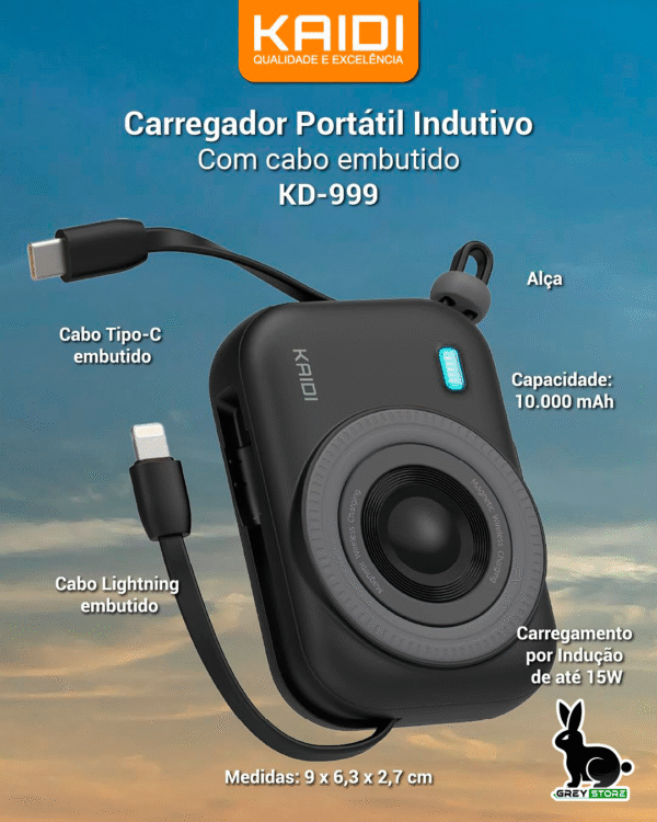 Carregador Portátil Power Bank Magnético - Kaidi - Imagem 3